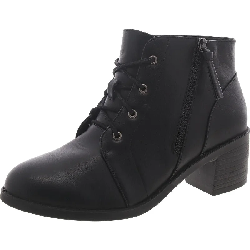 Boots with cool heels-Easy Street Womens Faux Leather Lace-Up Combat & Lace-Up Boots