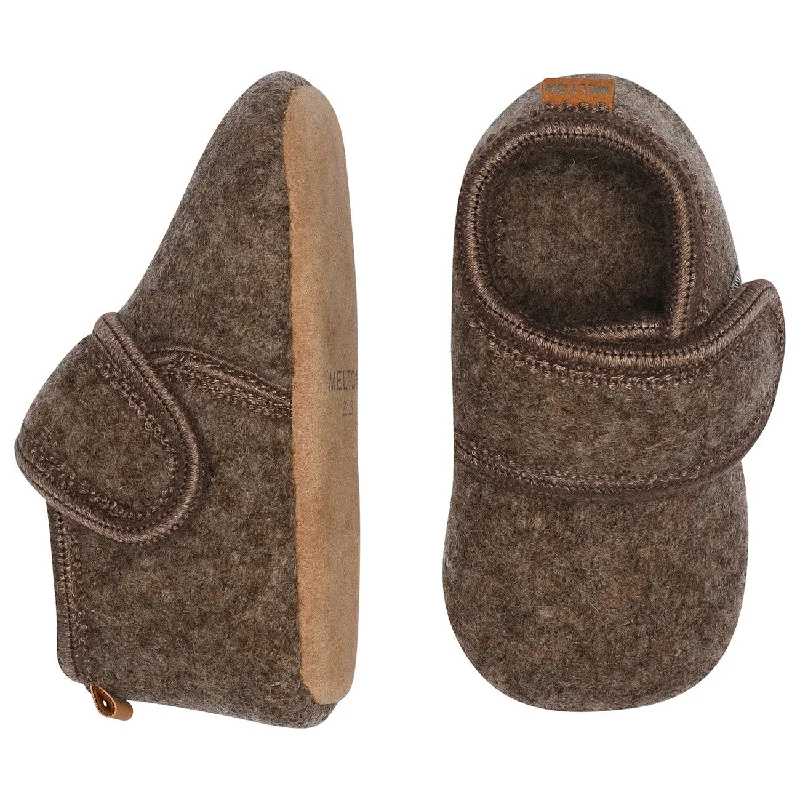 tan slippers for natural-MELTON Wool Slippers Classic Denver Melange