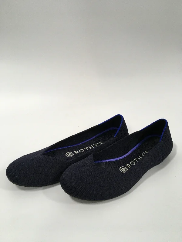 flats for rent downtown-Navy Shoes Flats Ballet Rothys, Size 6.5