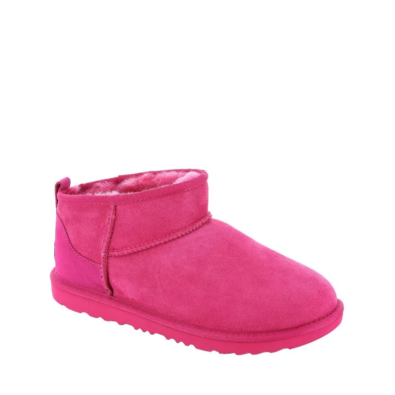 Boots with firm heels-UGG Unisex-Child Classic Ultra Mini Boot, Berry Little Kid