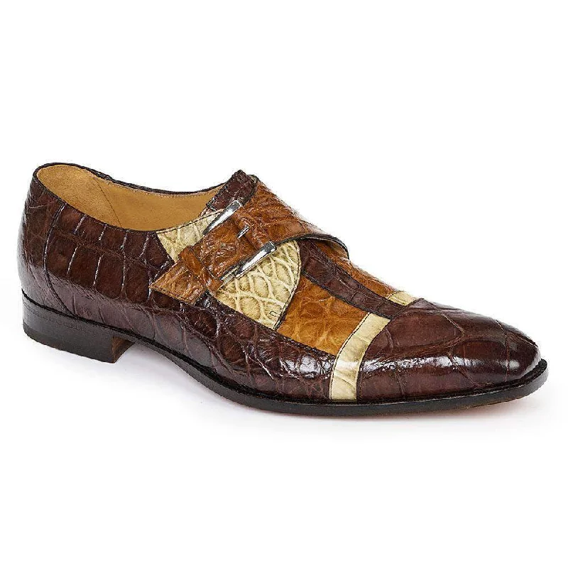 Loafers with high durabilityMauri Designer Shoes Exotic Skin Men's Ontano Bone & Brandy Alligator Body Loafers 4841(MA4801) Special Order