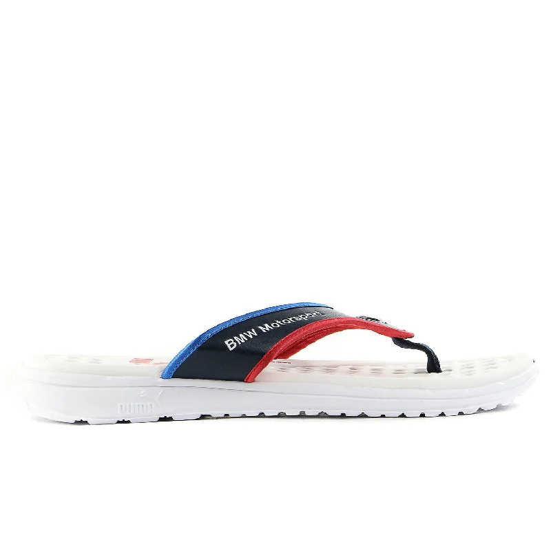 lightweight sandals for teens-Puma BMW Slip-In Thong Sandal - White/BMW Blue/Red - Mens