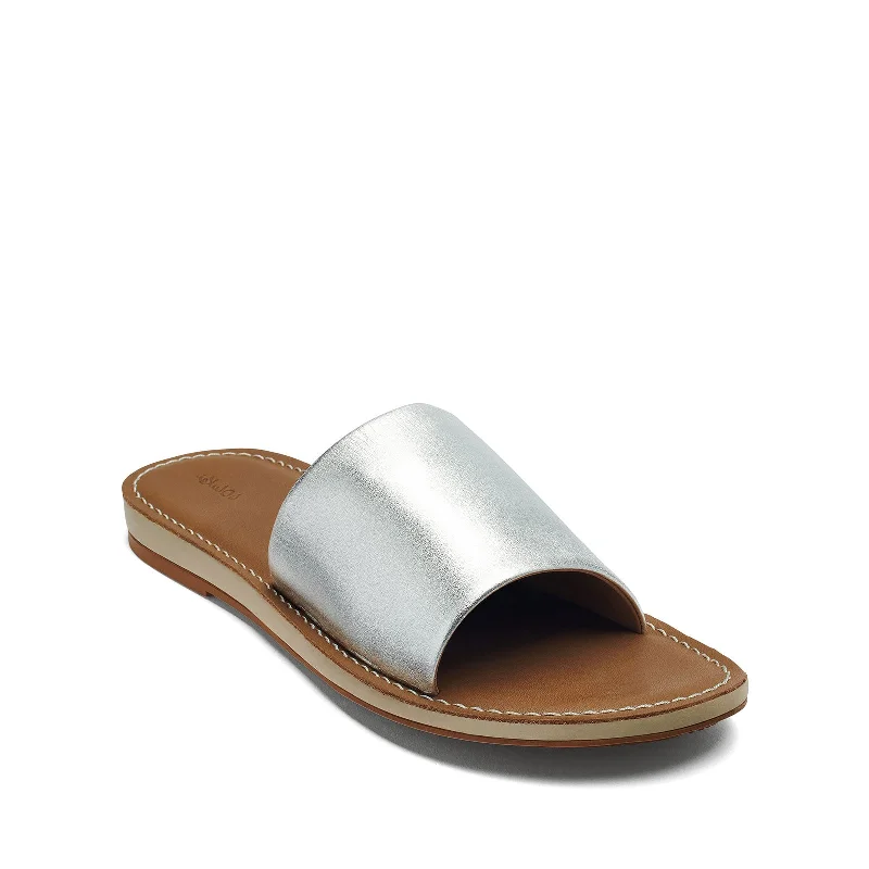 sandals for sale cozy-Women's Shoes OluKai NOHIE OLU Leather Slide Sandals 20396-2K34 SILVER / TAN