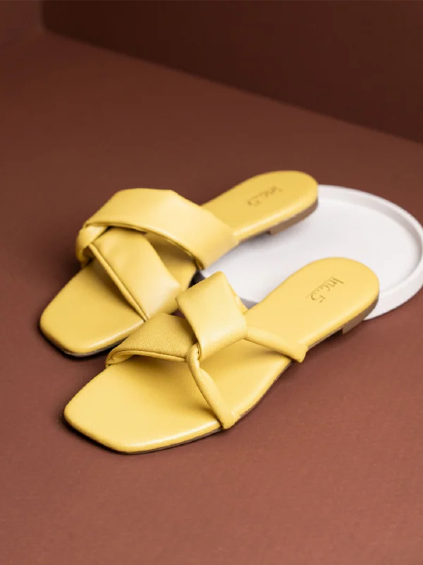 modern flats with views-Womens Yellow Casual Open Toe Flats