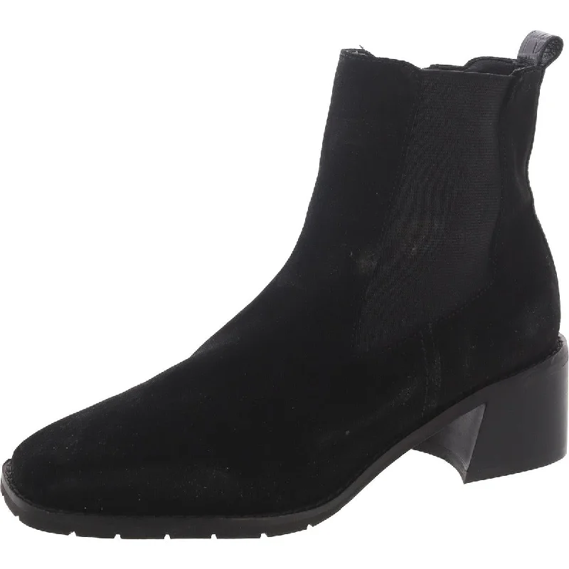 Boots with sleek heels-Donald J. Pliner Womens Flower Suede Square Toe Chelsea Boots