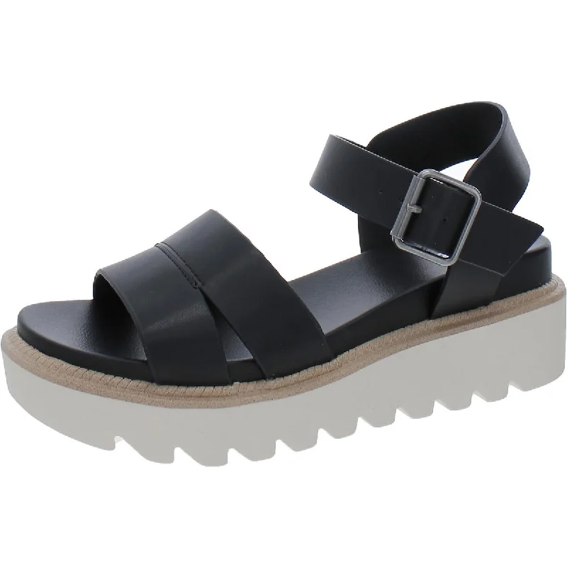 modern sandals with soles-Mia Womens Jovie Faux Leather Casual Platform Sandals