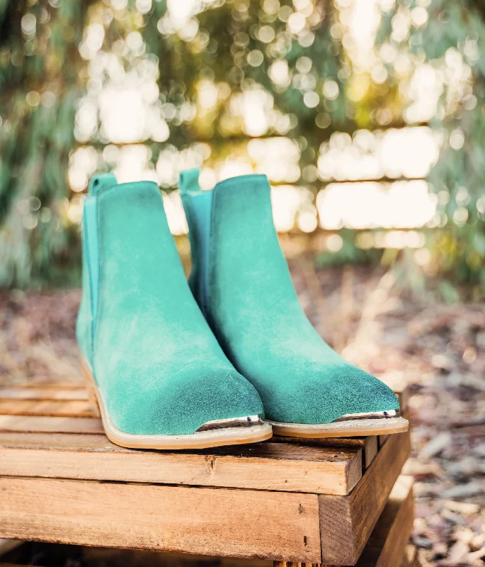 Boots in cool blue-Wylie Suede Ankle Boot in Teal