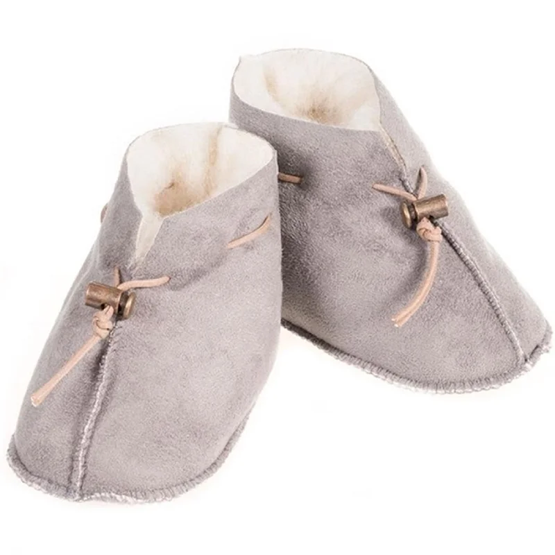 plush slippers for plush-Alwero Baby Slippers Emo Velours Light Grey