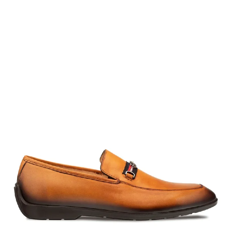 Loafers for town walksMezlan R20722 Men's Shoes Cognac Calf-Skin Leather Slip On Loafers (MZ3607)