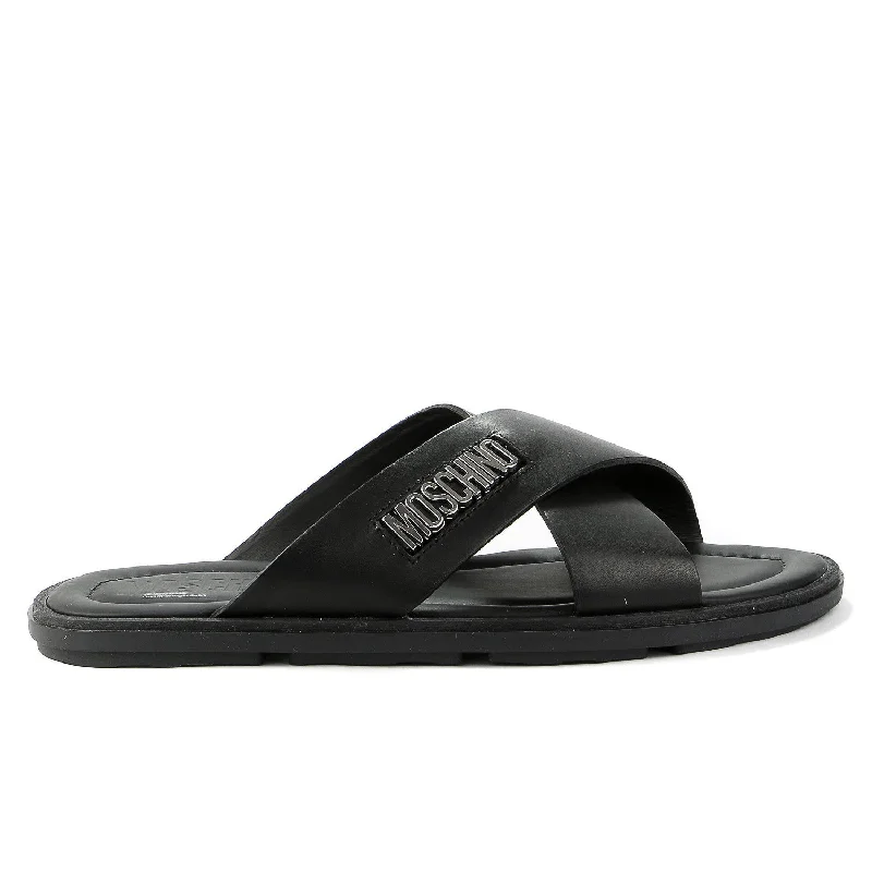 chic sandals with glitter-Moschino Vit. Bost Fashion Sandals - Nero - Mens