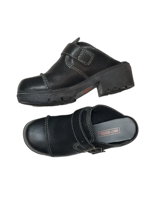 pet-friendly flats near malls-Black Shoes Flats Harley Davidson, Size 6