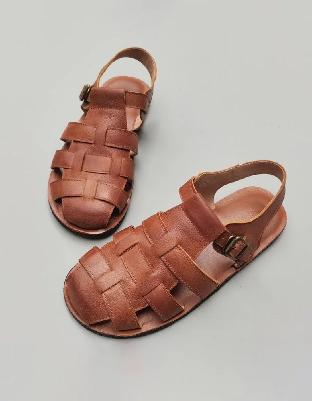 sandals with stylish straps-T-strap Leather Woven Fisherman Sandals for Men 38-45