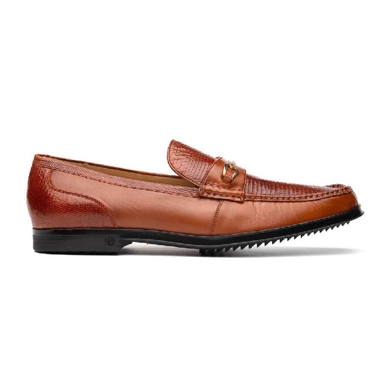 Loafers for night wearMarco Di Milano Hugo Men's Shoes Cognac Exotic Lizard / Calf-Skin Leather Horsebit Loafers (MDM1084)