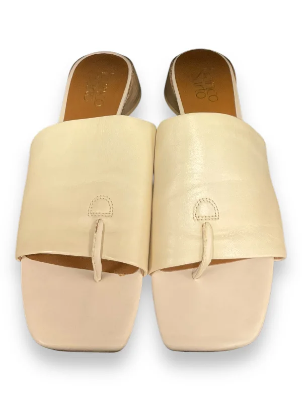 sandals for rainy days-Sandals Heels Block By Franco Sarto In Beige, Size: 9.5