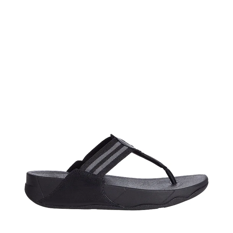 black sandals for outfits-FitFlop DX4090-040 WALKSTAR TOE-POST SANDALS All Black