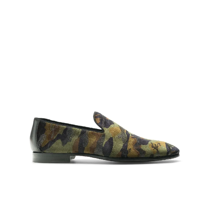 Loafers for light styleMagnanni Jareth 22334 Men's Shoes Green Camo Velvet Formal/Dress Loafers (MAGS1119)