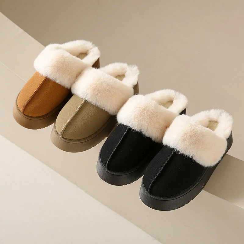 non-slip slippers for edge-Center-Seam Furry Chunky Platform Slippers