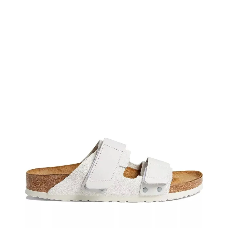 luxury sandals with sparkle-Women's Shoes Birkenstock UJI Nubuck/Suede Leather Slide Sandals 1024822 WHITE