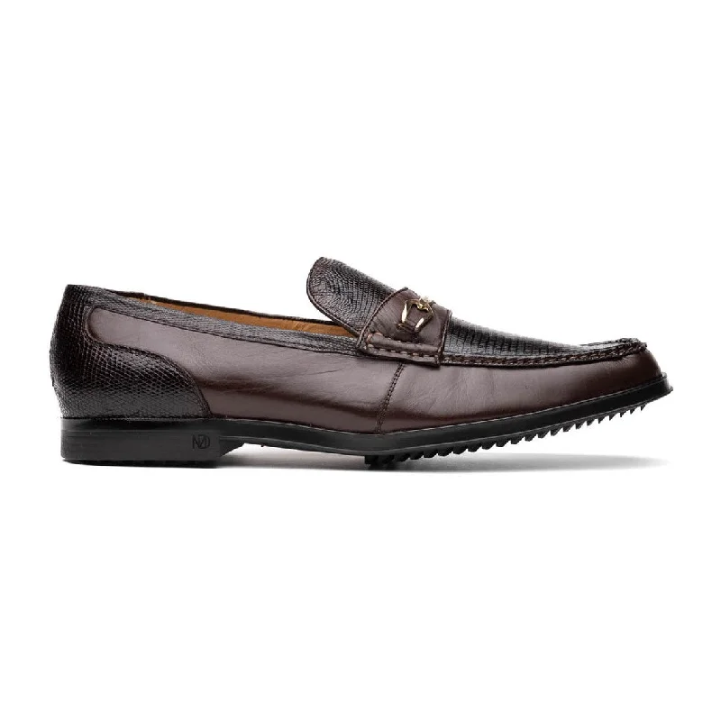 Loafers for mixed useMarco Di Milano Hugo Men's Shoes Brown Exotic Lizard / Calf-Skin Leather Horsebit Loafers (MDM1083)