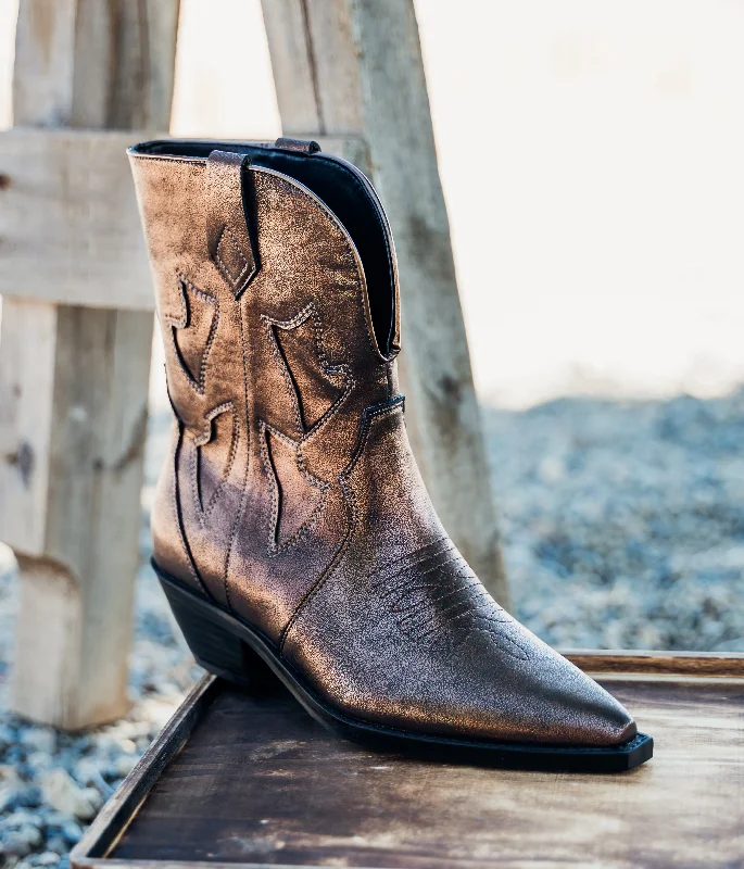 Boots in cream-Jersey Metallic Boot in Bronze