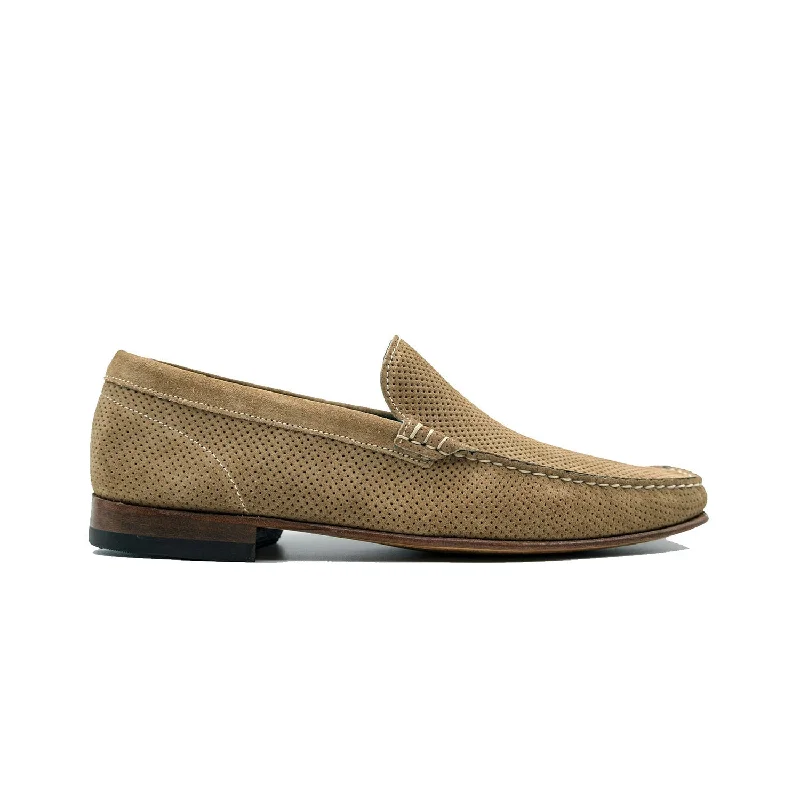 Loafers with strong seamsGiovacchini Diego Men's Shoes Havana Perforated Suede Leather Slip-On Loafers (GVCN1014)