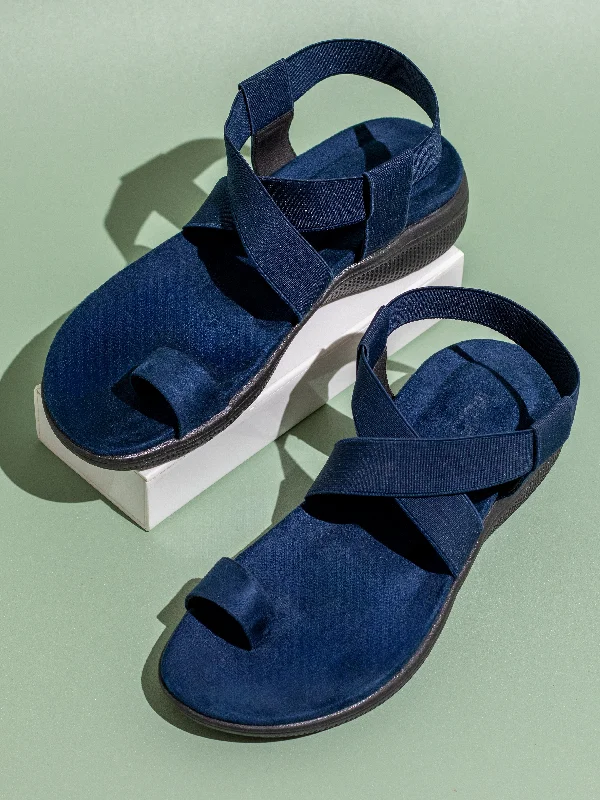 new flats near beaches-Women Navy Solid One Toe Flats