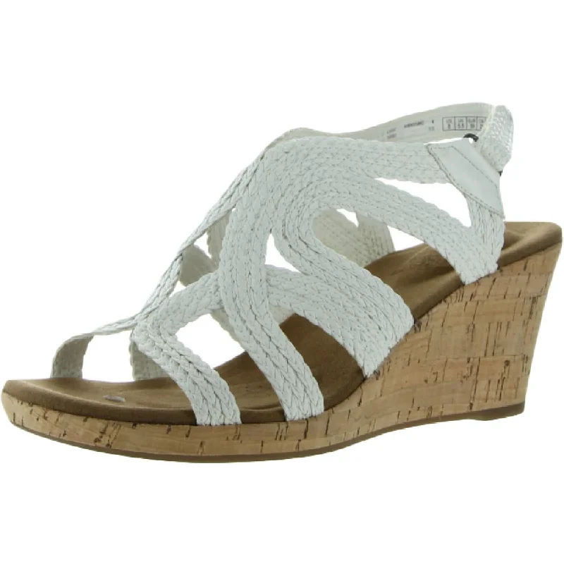 sandals with closed heels-Rockport Womens Leather Woven Wedge Sandals