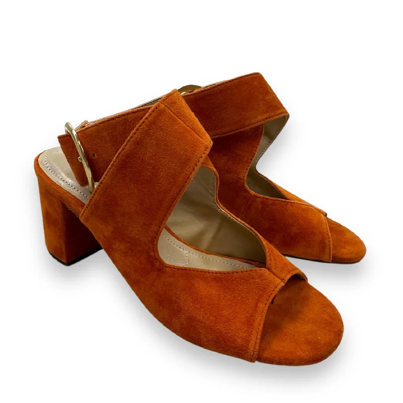 modern sandals with support-Sandals Heels Block By Charles By Charles David In Orange, Size: 5.5