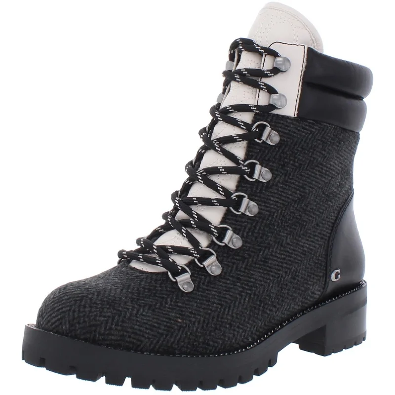 Boots with chic straps-Coach Womens Lorren Wool Fashion Combat Boots