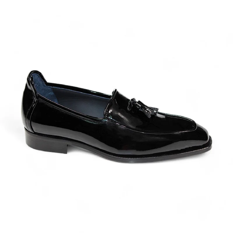 Loafers for early styleDuca Fano Men's Shoes Black Patent Leather-Velvet, Leather Lining Formal Loafers (D1138)