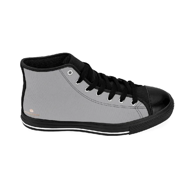 Athletic shoes with firm basesConcrete Gray Men's High-top Sneakers, Solid Color Minimalist Designer Tennis Running Shoes