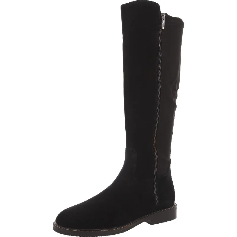 Boots for rainy trails-Donald J. Pliner Womens Mixed Media Block Heel Knee-High Boots