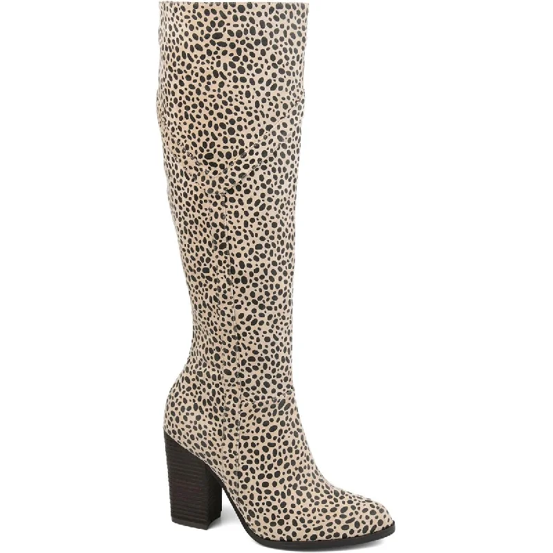 Boots for arch relief-Journee Collection Womens KYLLIE Faux Suede Animal Print Over-The-Knee Boots