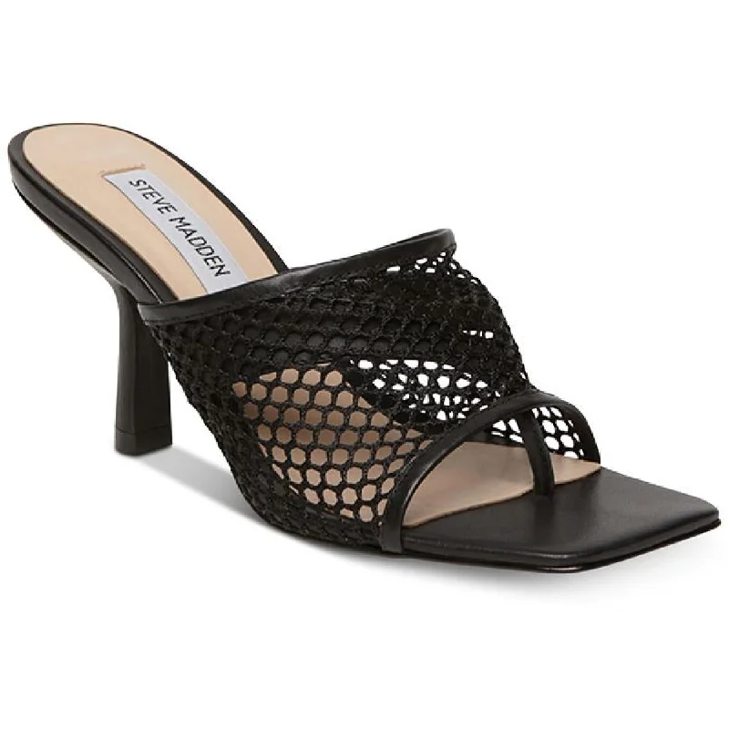 sandals with secure fit-Steve Madden Womens View Leather Mesh Dress Sandals