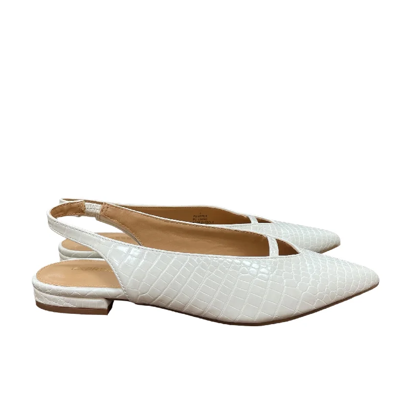 budget flats with terraces-White Shoes Flats By Express, Size: 7