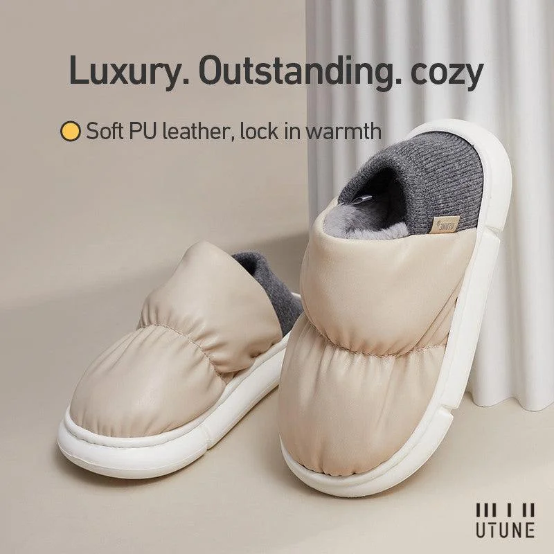 cheap fuzzy slippers online-One Shoe Two Wear Cotton Slippers With Thick Plush Bag