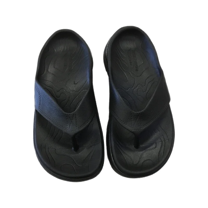 luxury sandals with detailing-Sandals Flip Flops By Skechers In Black, Size: 7