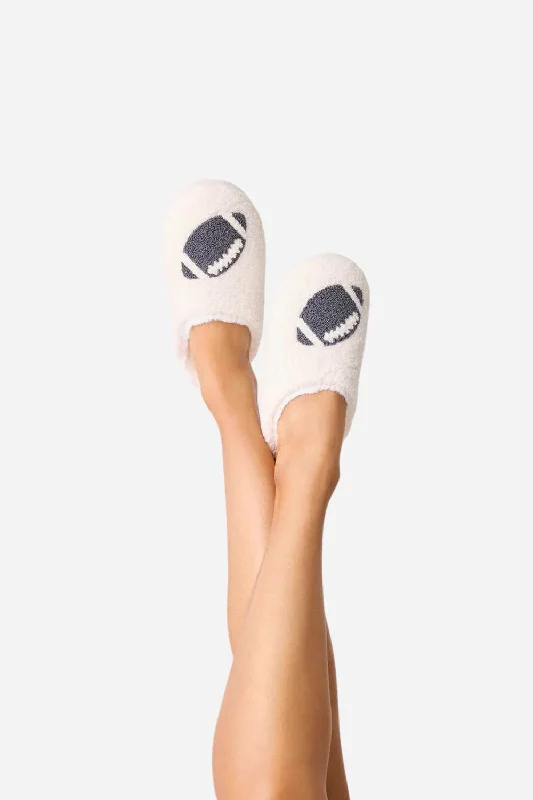 supportive slippers for feet-PJ Salvage Game Day Slippers Ivory