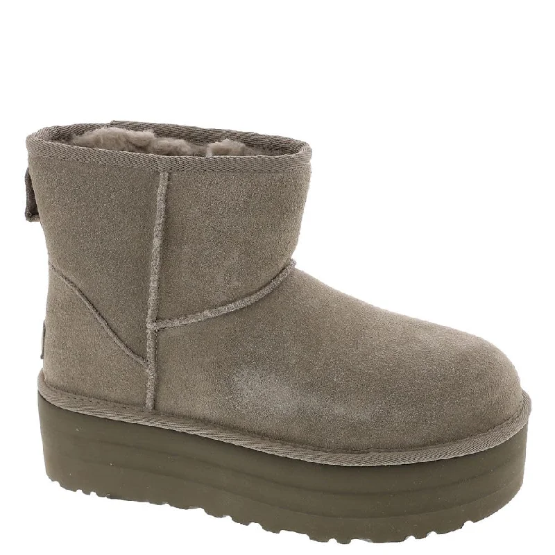 Boots with fleece lining-Women's Shoes UGG CLASSIC MINI PLATFORM Sheepskin Ankle Boot 1134991 SMOKE PLUME