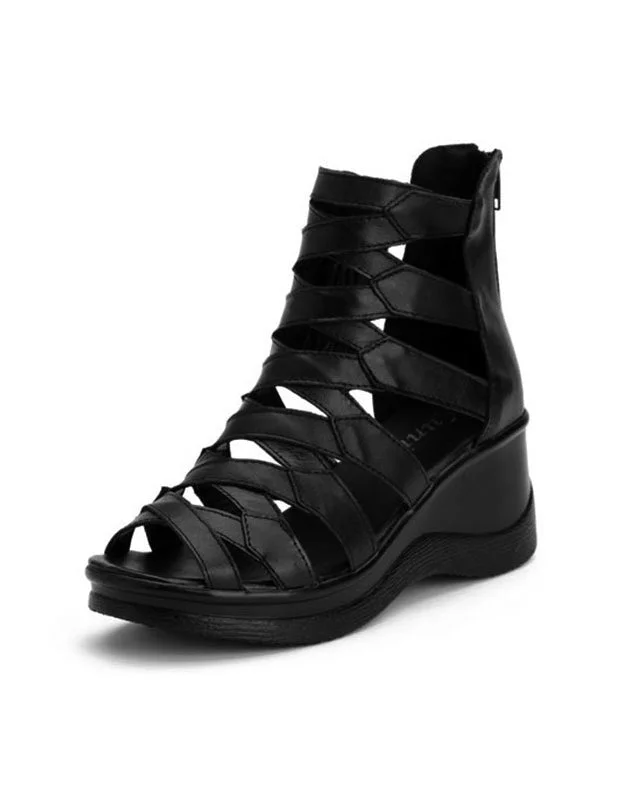 sandals with bold design-Retro Rome Style Ankle Strappy Wedge Sandals 34-41