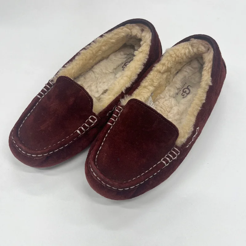 luxury flats with terraces-Burgundy Shoes Flats Espadrille Ugg, Size 6