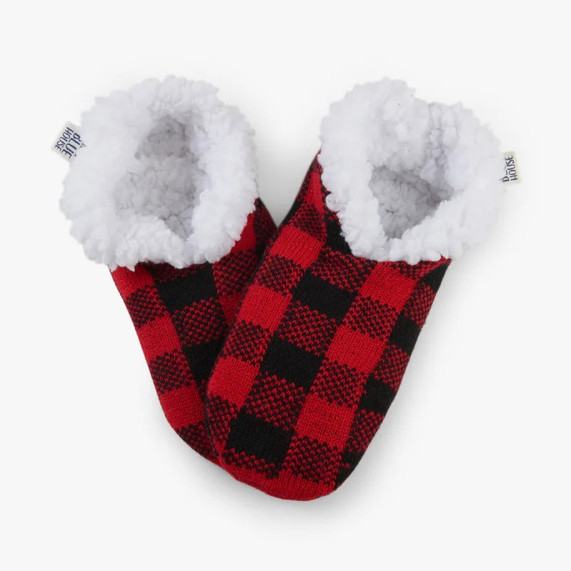 tan slippers for radiance-Little Blue House Buffalo Plaid Warm and Cozy Slippers