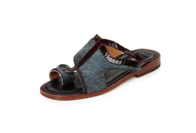 cozy sandals with straps-Mauri - 1222 Savana Barracuda Genuine Pony Hair Corrison / Burgundy Snake Sandals