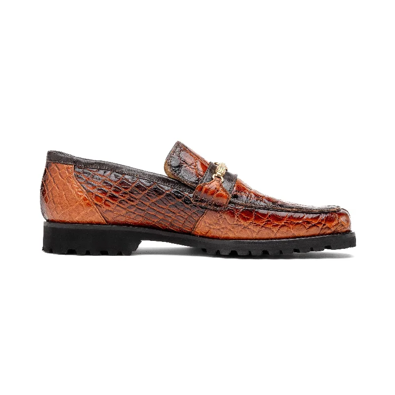 Loafers with active wearMauri Debonair 4894-7 Men's Shoes Cognac with Gold Finished Exotic Alligator / Nappa Leather Horsebit Loafers (MA5558)