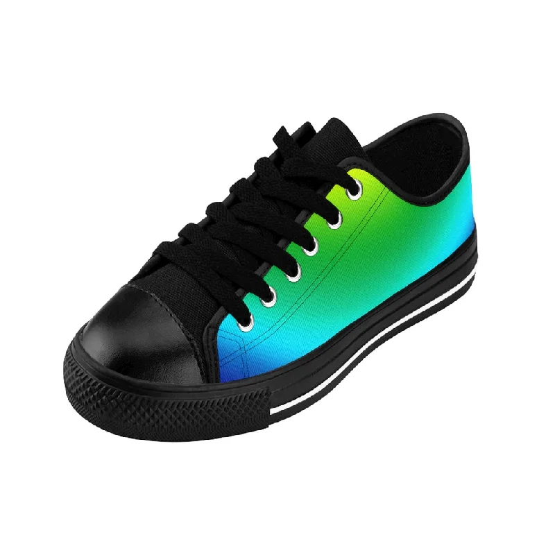 Athletic shoes with steady heelsBlue Rainbow Ombre Men's Sneakers, Colorful Gay Pride Low Top Fashion Shoes For Men (US Size: 7-14)