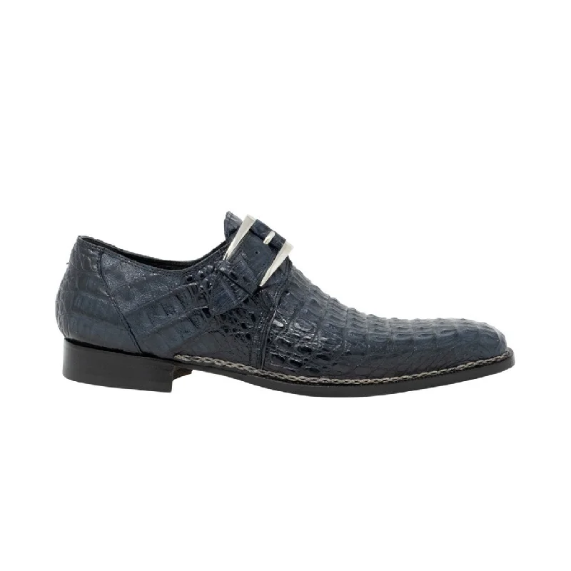 Loafers with workout wearMauri Opulent Men's Designer Shoes Blue Hornback Alligator Monkstraps Loafers 1172 (MA5100)