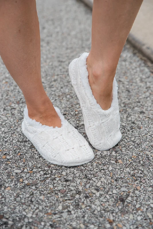 coral slippers for fun-Chenille Slippers in Ivory