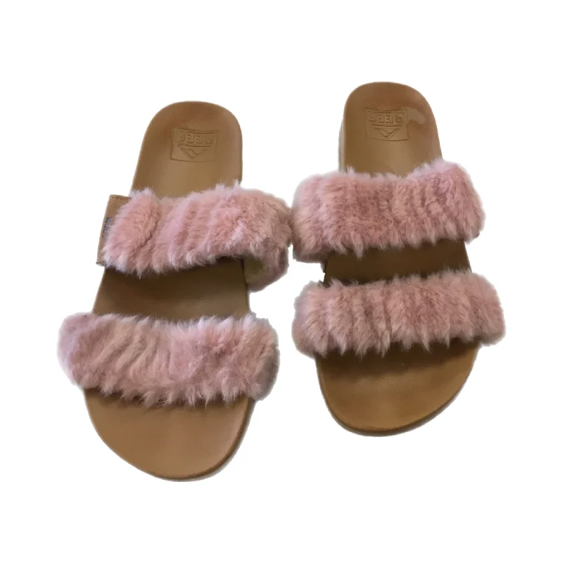 sandals for beach vacations-Sandals Flats By Reef In Brown & Pink, Size: 8.5