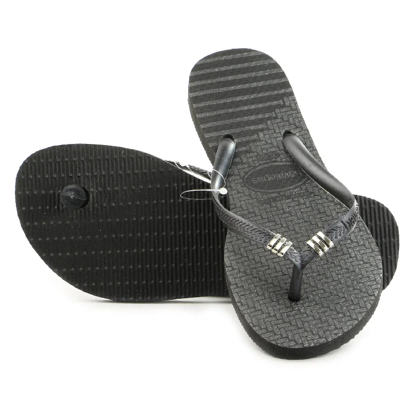 sandals with adjustable straps-Havaianas Slim Tribal Thong Flip Flop Sandal - Black - Womens