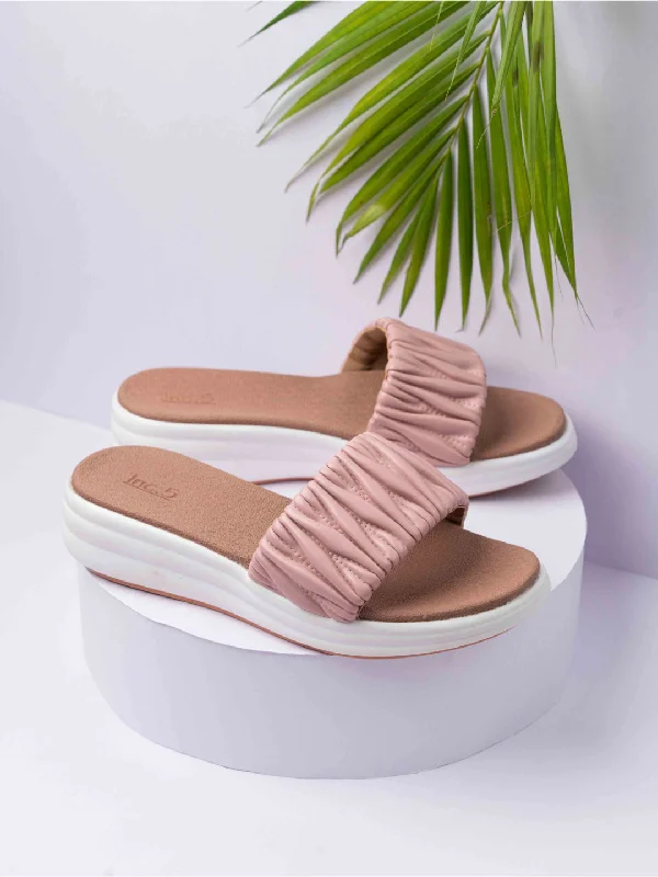 luxury flats with terraces-Womens Peach Casual Solid Round Toe Casual Flats